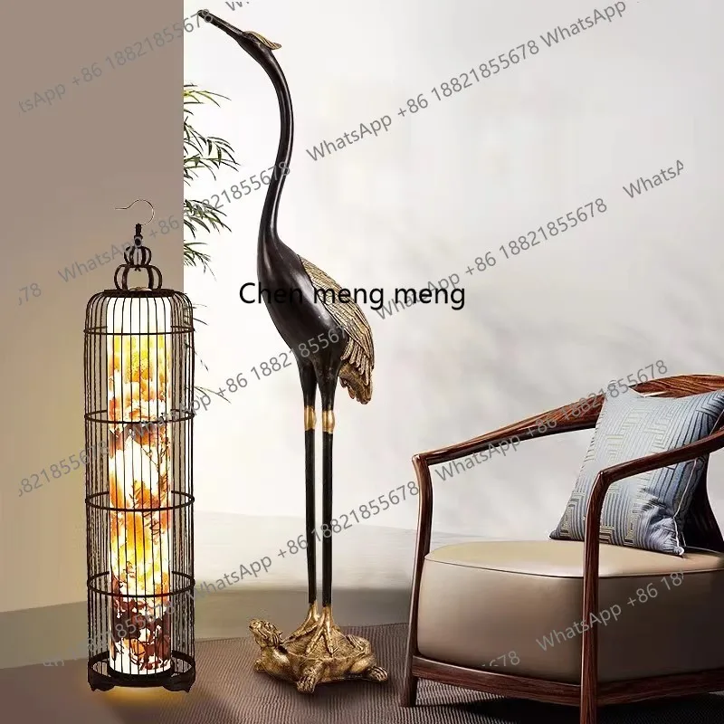 Chinese floor lamp crane ornament porch living room TV cabinet next to sofa art retro large high-end