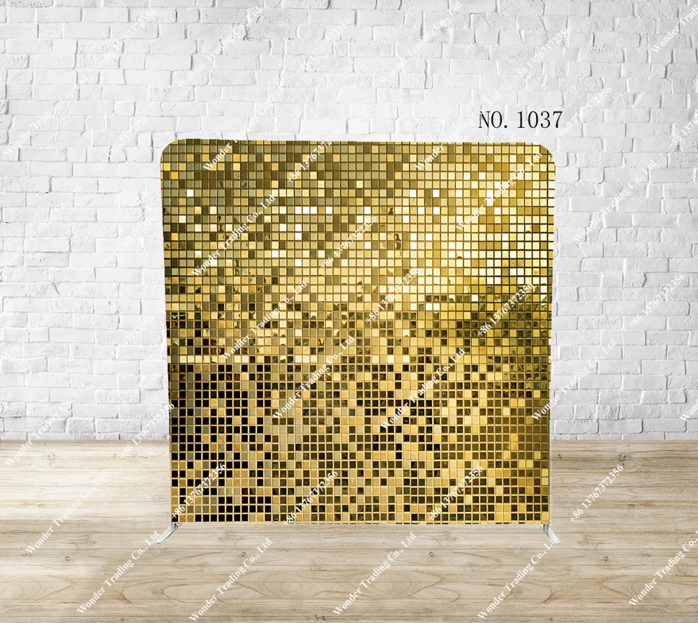 8ft سترتش التوتر مزدوجة الوجهين الطباعة الذهب والفضة فسيفساء خلفية لخلفية التصوير الفوتوغرافي الطرف