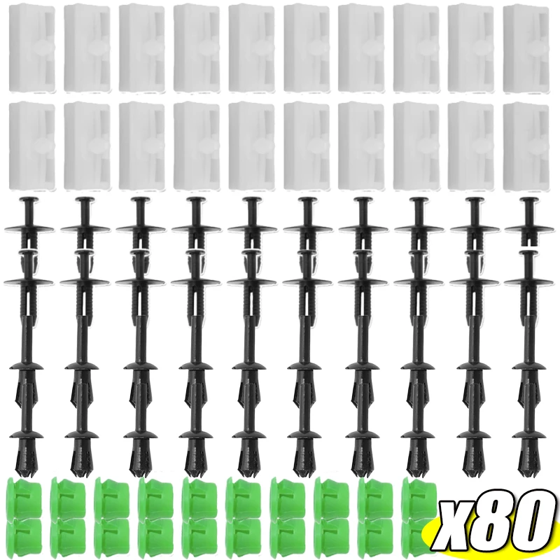

80pcs Car Body Clips Rivets PP+Nylon Trim Fasteners for Side Skirt Bumper Fender Liner Interior Full Set for BMW E36 Accessories