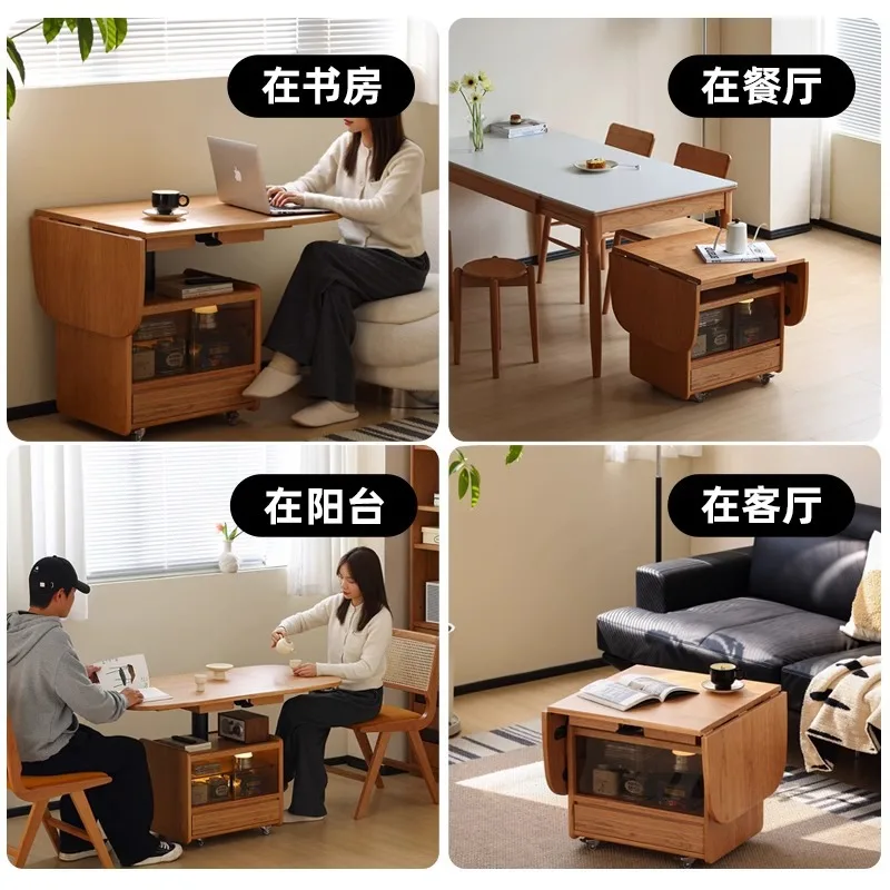 رفع البطاطس طاولة القهوة القابلة للطي الشمال الخشب الصلب طاولة القهوة المتنقلة سجل الرياح غرفة المعيشة شقة صغيرة أريكة طاولة جانبية