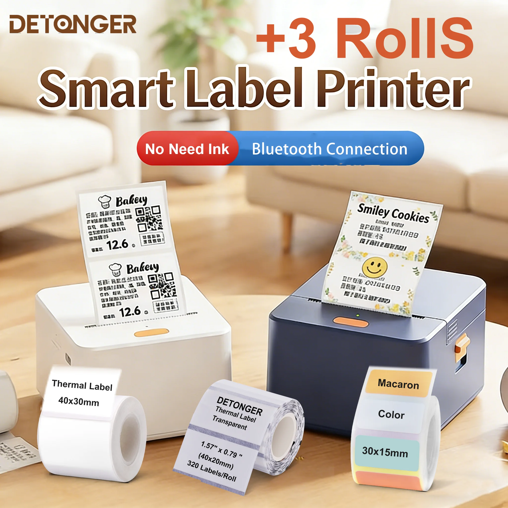 DETONGER P1 Mini Portable Thermal Label Printer Wireless Inkless Pocket Sticker Printer