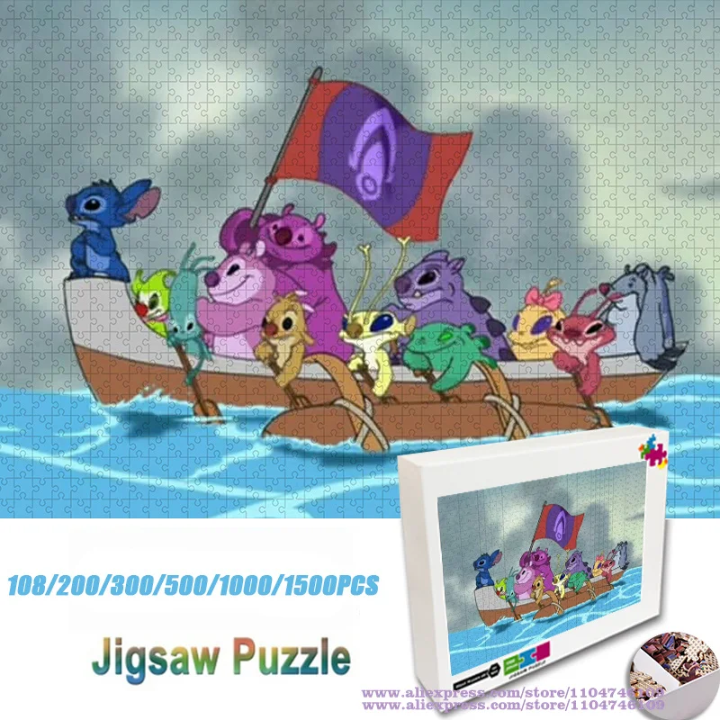 Аниме Лило и Стич головоломки мультфильм аниме персонажи коллекция 108/200/300/500/1000/1500 шт. интеллектуальные головоломки для детей