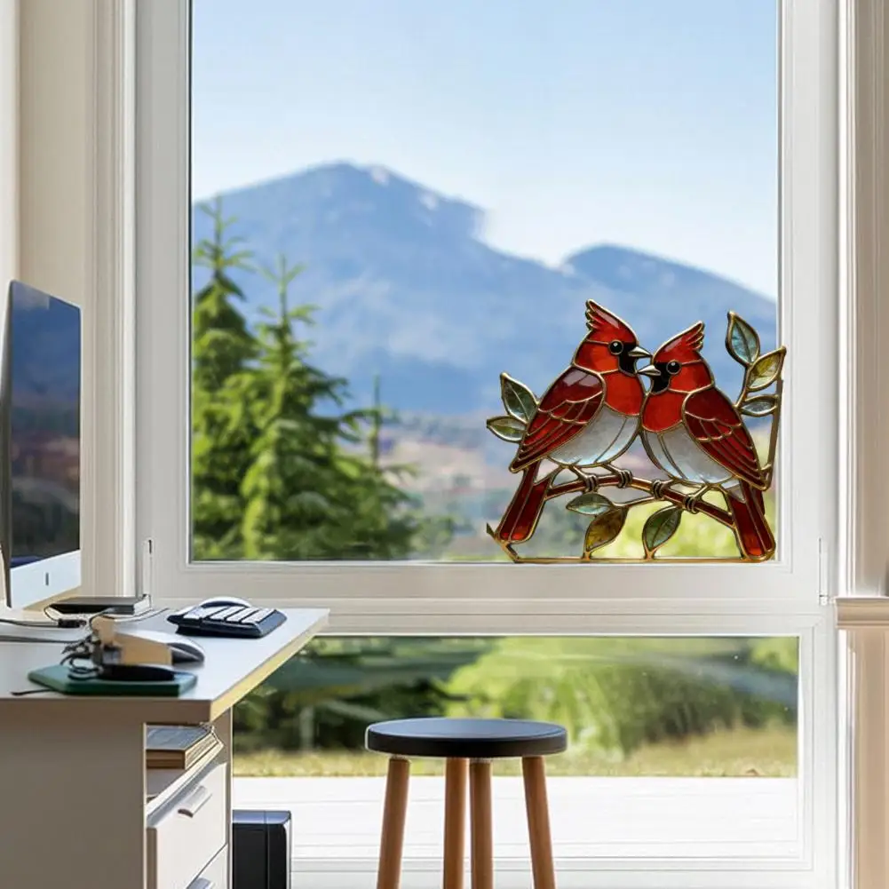 Colorful Light Reflector Bird Suncatcher Window Ornament with Foil Edge Acrylic Stained Glass Effect Hanging Decor for Bird