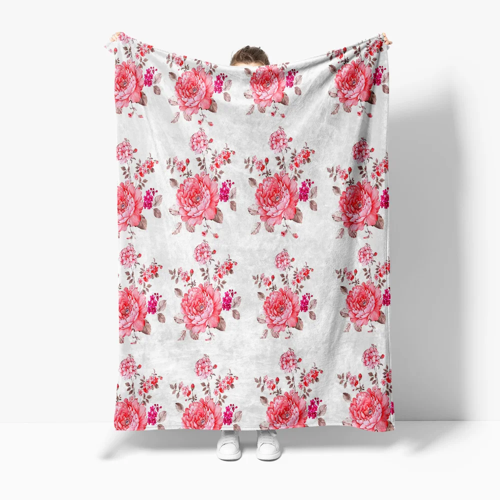 

Флисовое одеяло с цветочным принтом, мягкое, теплое, уютное одеяло, кровать, диван, декоративный подарок для женщин и девочек