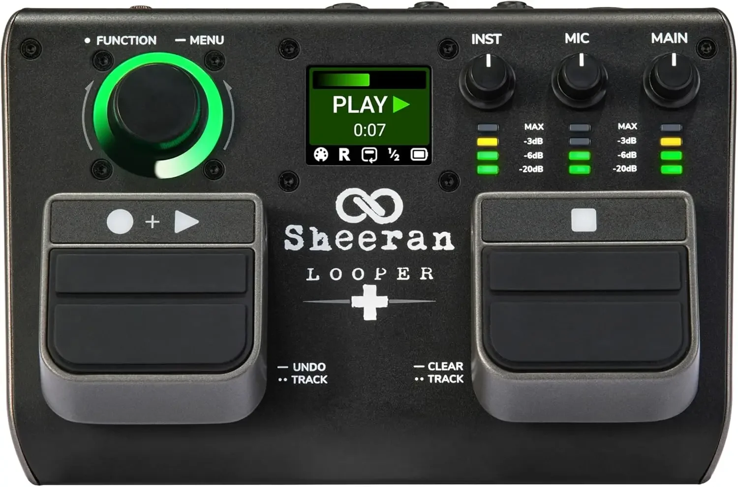 

Dual Track Pedal for Guitar, Keyboard, Vocals and more, with 128 loops storage, 4 Looping Modes, LED Screen and Audio interface