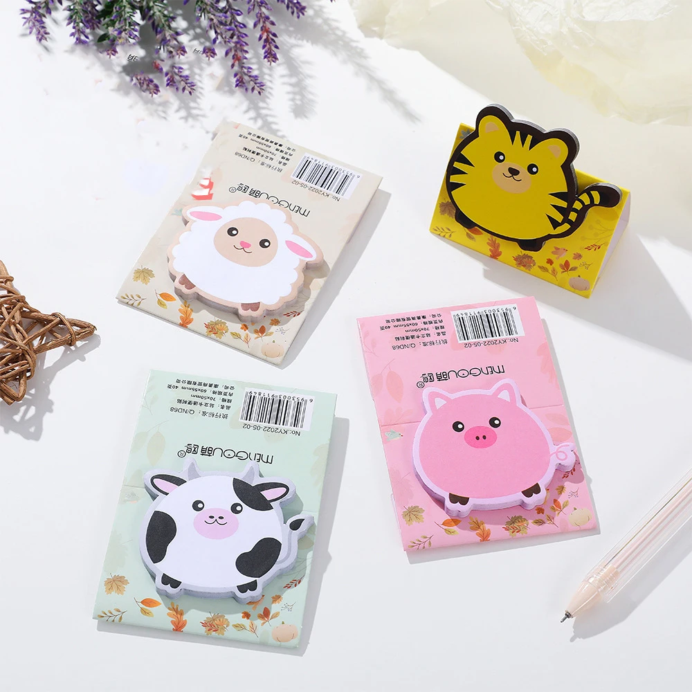 4 Piece Cartoon Adhesive Cute Animals Notes Notepad Memo Pad