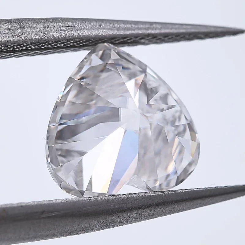 Pedra moissanite de grau mais alto, corte de coração, super branco, cor d vvs1, amuletos de alta qualidade, materiais de fabricação de joias com certificado