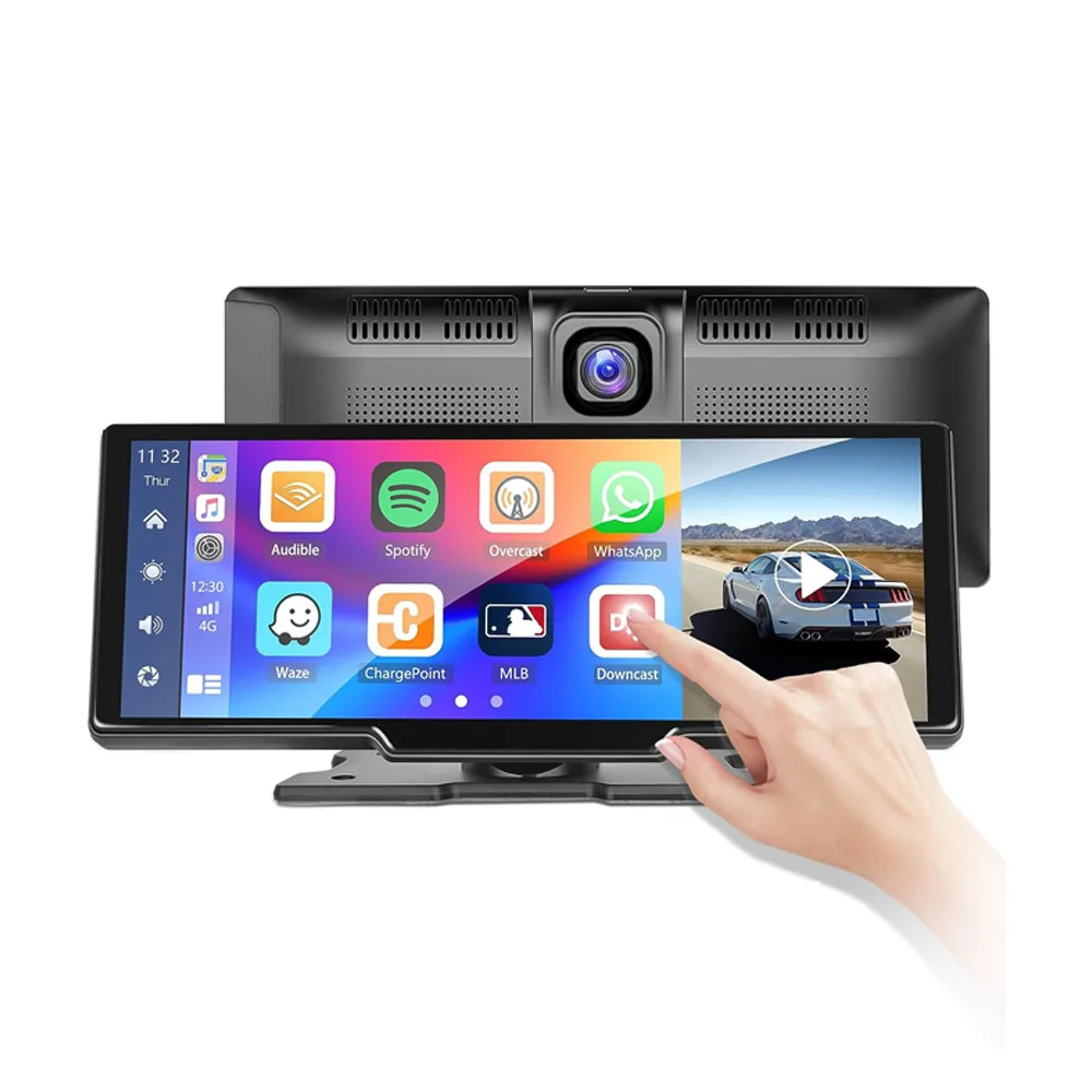 SUNWAYI Portable Carplay 10.26 Inch Dash Cam 4k Front And Rear Dash Camera Wireless Carplay Android Auto Car Black Box