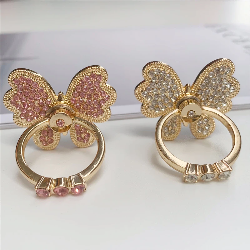 

3D-держатель для мобильного телефона с кольцом-бабочкой на палец 360° ° Вращающийся универсальный настольный кронштейн, модные аксессуары для телефонов