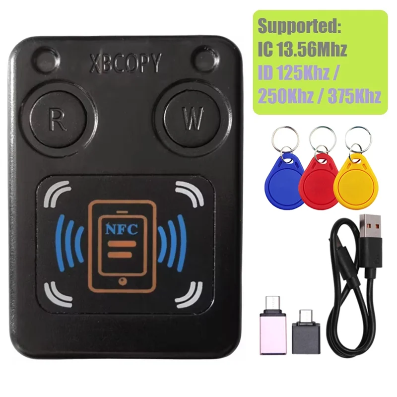 

B50C NFC RFID Smart Chip Card Reader Copier +3XCUID Keychain IC 13.56Mhz ID 125Khz 250Khz 375Khz RFID Token Clone Duplicator