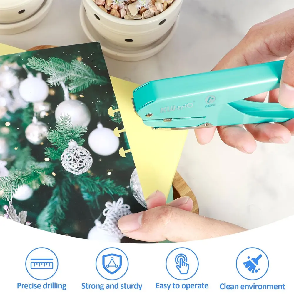 Single-Hole Mushroom-Shaped Hole Punch - With Positioning Ruler, Metal Paper Hole Punch, Can Punch 10 Sheets of Paper at a Time.
