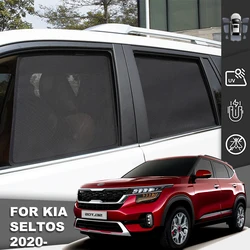 For Kia Seltos 2021 2022 2023 2024 Magnetic Car Sunshade Shield Front Windshield Curtain Rear Side Baby Window Sun Shade Visor