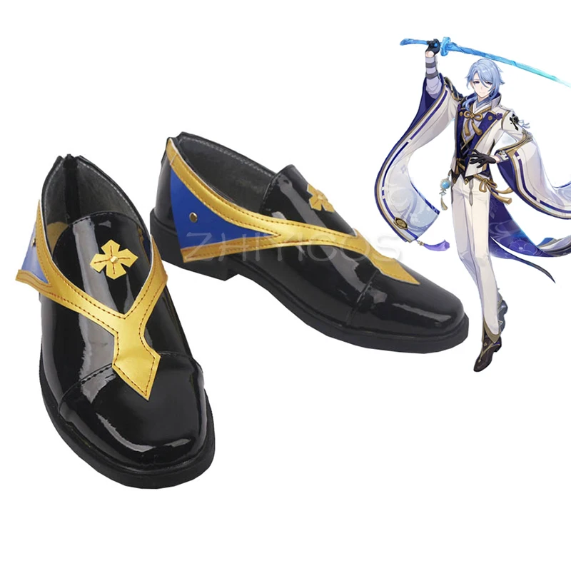 New Genshin Impact Cosplay Boots Kamisato Ayato Cosplay Shoes Carnival/Halloween Party Shoes for Women Men