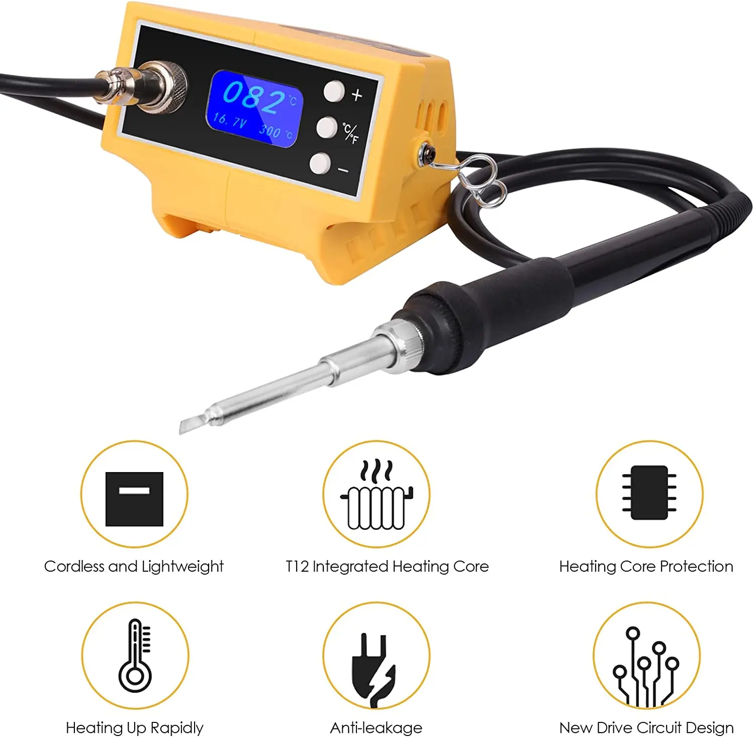 Беспроводная паяльная станция Dewalt 18 в 20 в, с цифровым дисплеем, преобразователем ° C/° F, сварочный инструмент «сделай сам» (без батареи)