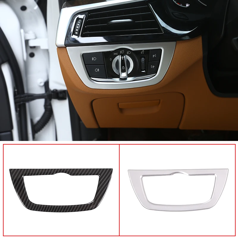 

For BMW 5 Series G30 2018 2019 1 Pcs ABS Carbon Fiber/Chrome Interior Headlight Frame Trim Car Accessories