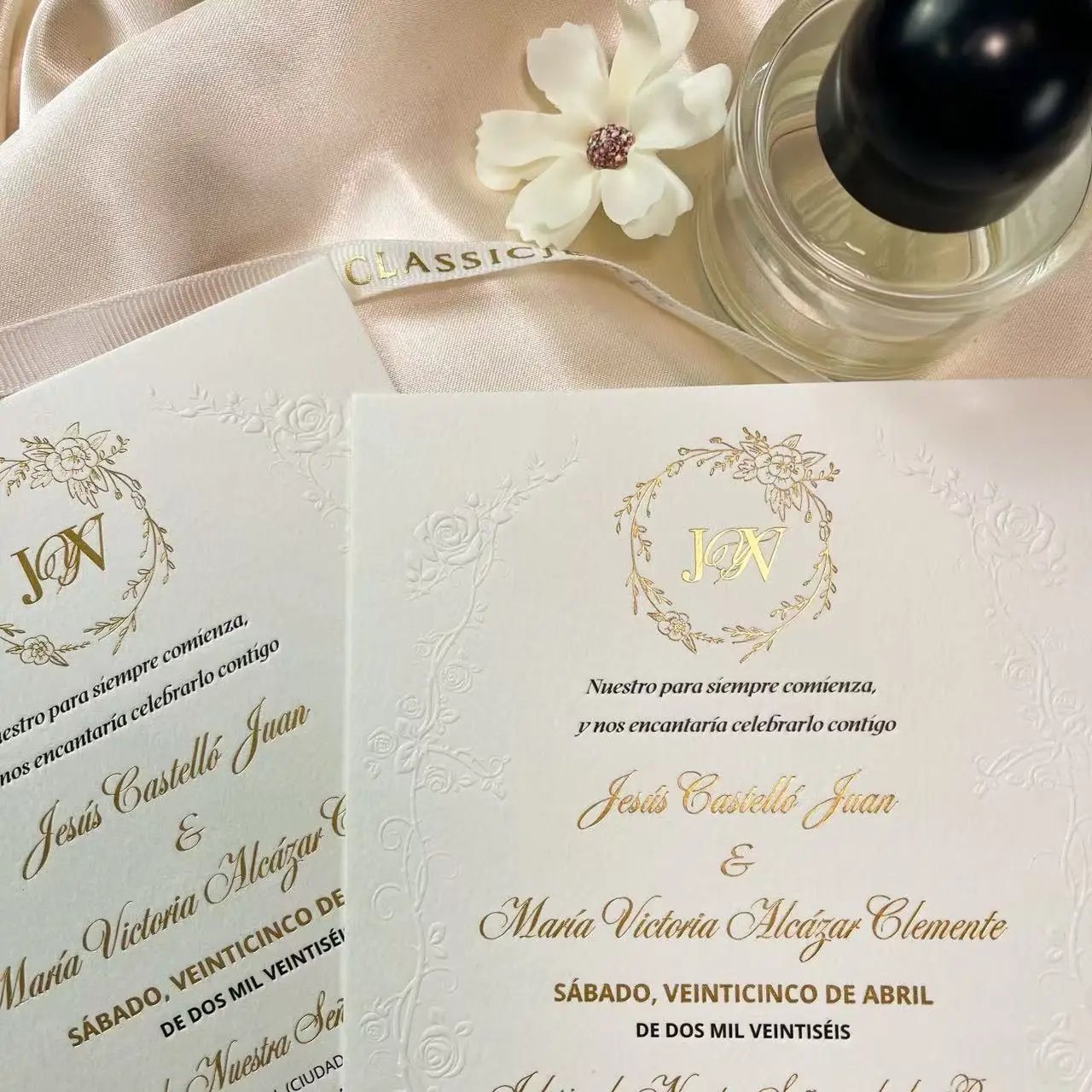 Luxury Gold Foil Embossed Wedding Invitations Custom Letterpress Engagement Greeting Card for Wedding