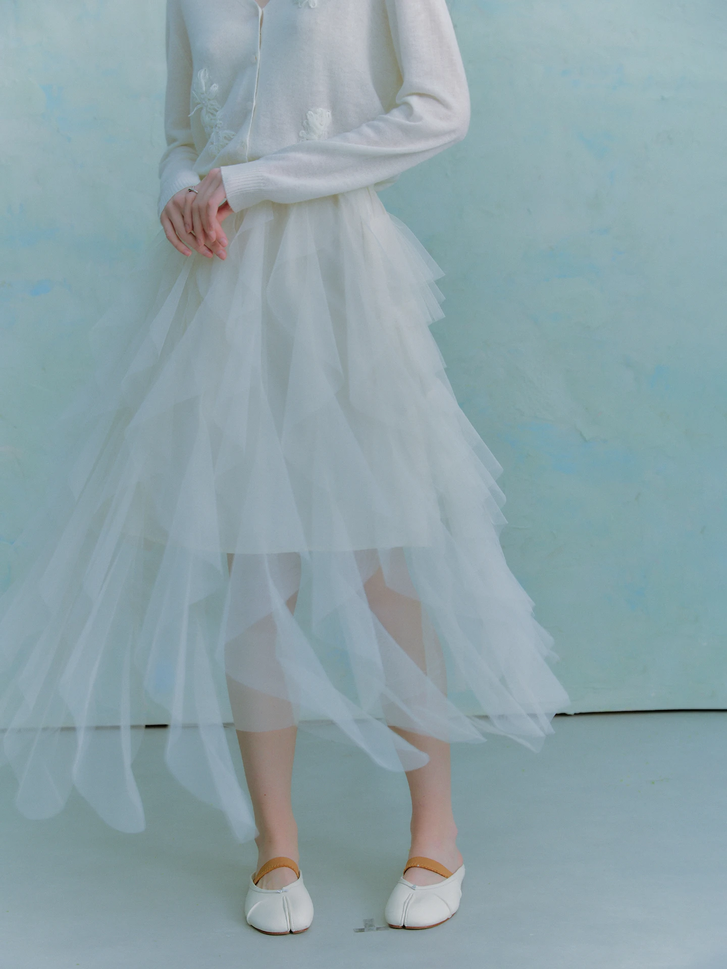 

Женская многослойная юбка Oz Cloud Silk Wave Irregular Lace Half Skirt с высокой талией, свободного кроя, средней длины, в стиле феи