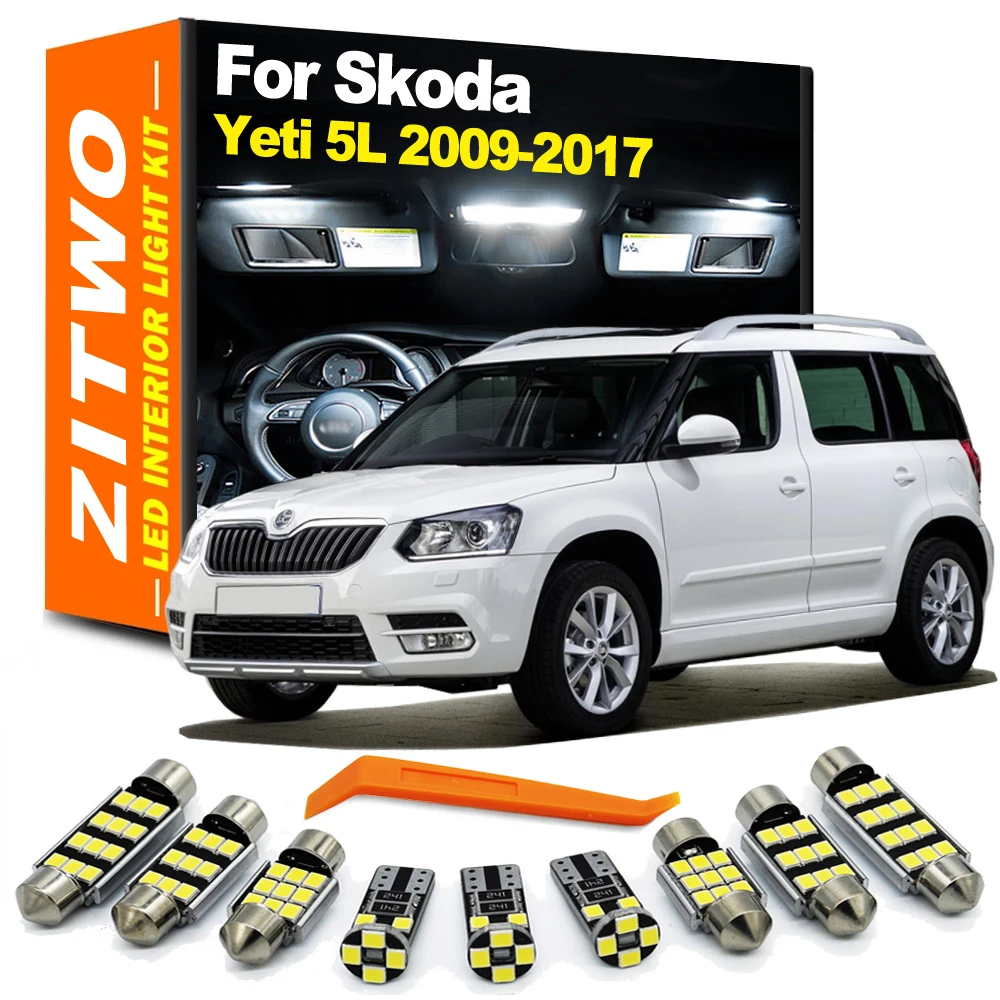 ZITWO 13Pcs LED Interior Dome Map Light Kit For Skoda Yeti 5L 2009 2010 2011-2014 2015 2016 2017 Trunk Luggage Courtesy Lamp