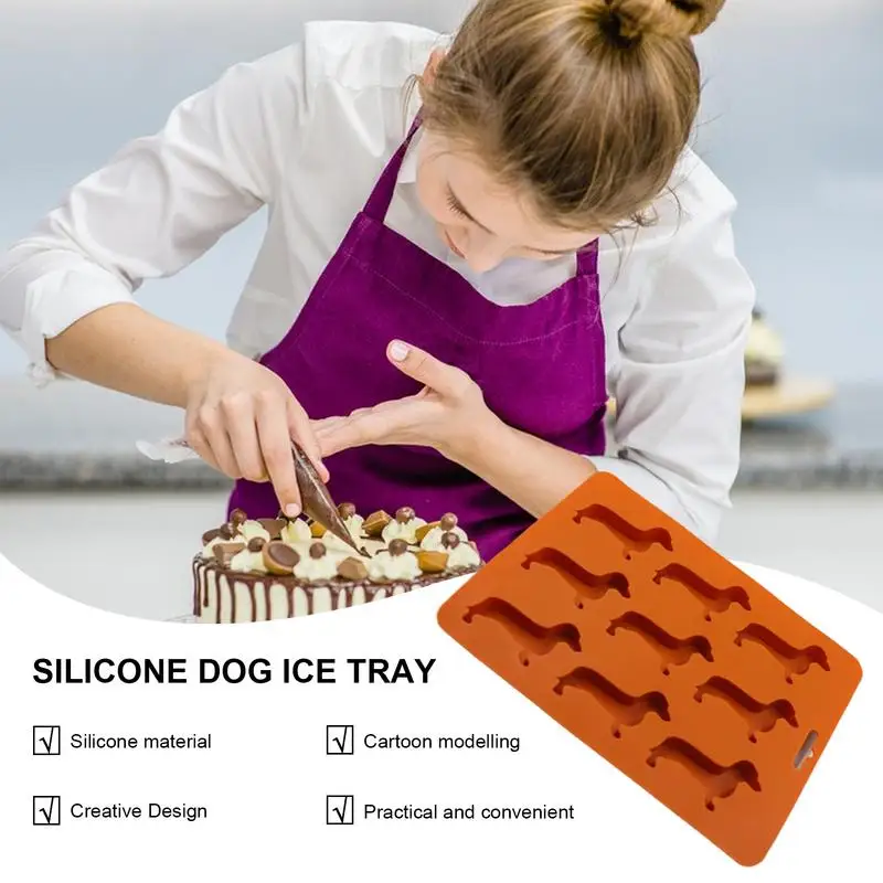 Food Grade Silicone Dog Ice Tray Chocolate Mold 9 Pieces Dachshund Ice Making Mold Ice Box for Cookie Candy Chocolate Gummy