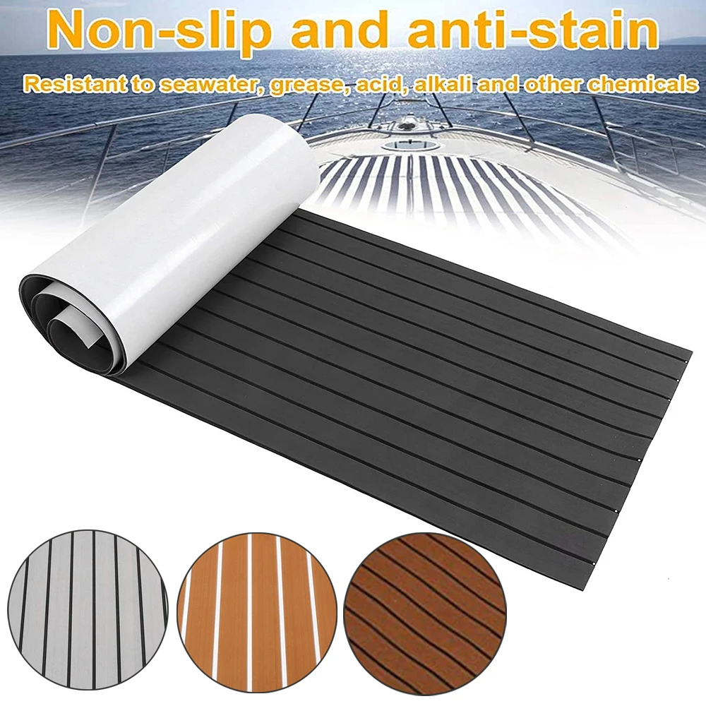 2400x550x5MM EVA Foam Faux Teak Flooring Decking Sheet Non-Skid Self Adhesive Boat Deck Anti-fatigue Mat Yacht Flooring Pad