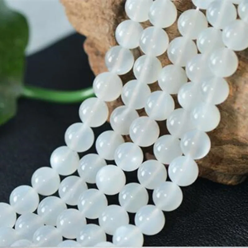 Grade AA Natural White Moonstone Beads Cream Luster 6mm 8mm Smooth Polished Round 15 Inch Strand MD17