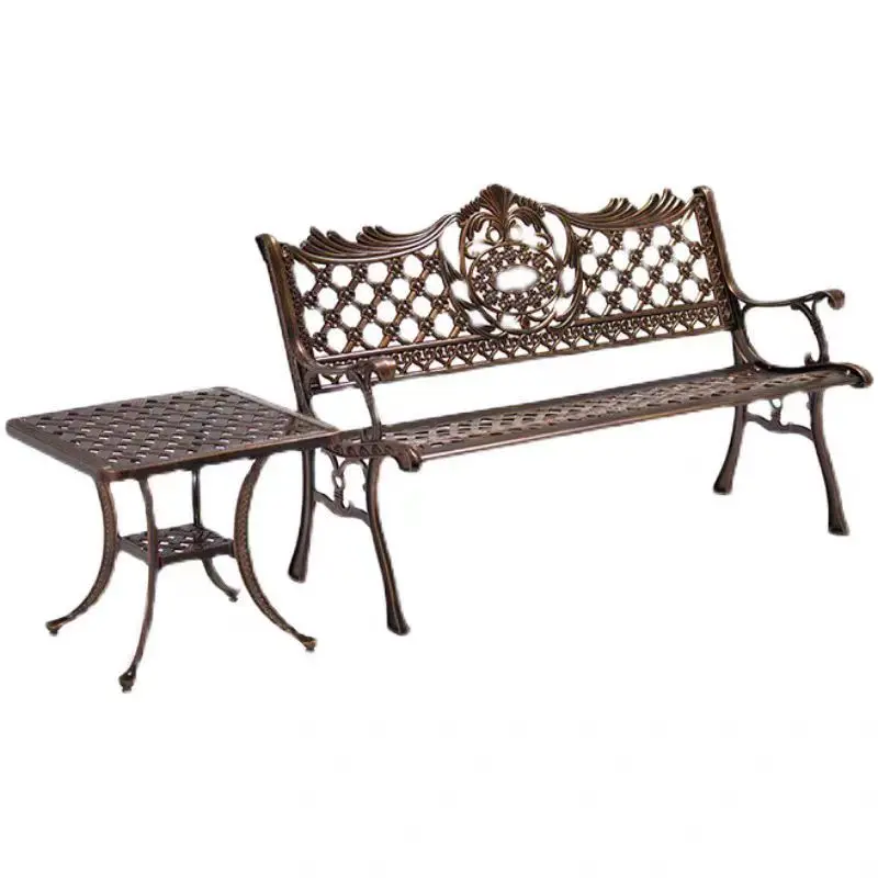 Outdoor Park Chair Cast Aluminum Leisure Long Row Large Stool Square Bench Courtyard Flower Villa Small Balcony