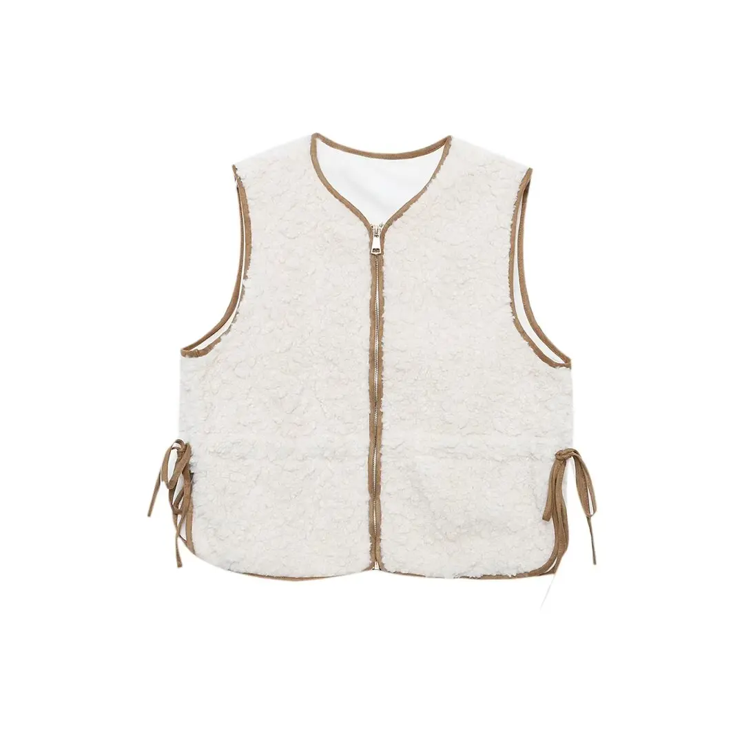 

DiYiG WOMAN 2025 Winter New fashion winter new round neck adjustable waist imitation lamb velvet vest Outerwear Mujer