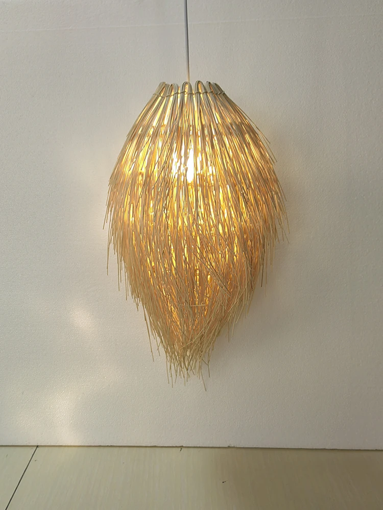 Modern Handmade Rattan Art Pendant Lamp Restaurant Bar Cafe Kitchen Hanging wicker lamp shade Loft Decor Interior Retro lighting
