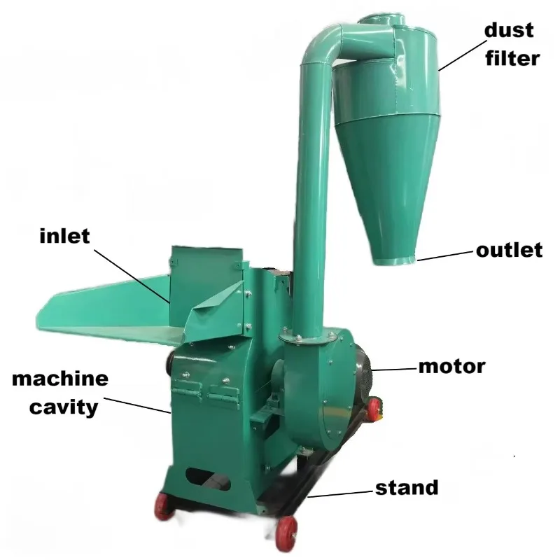 Hammer Mill 1 Ton/H High Output Corn Grinder with Hammers Grain Crusher for Soybeans Wheat Essentials for the Farm