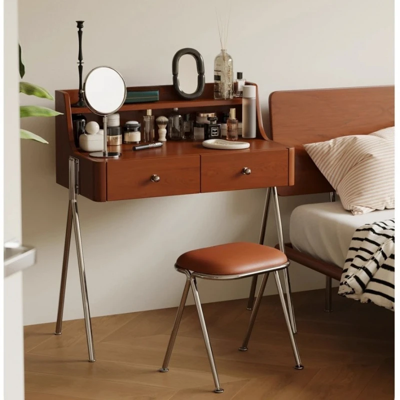 

Nordic solid wood dresser medieval log bedroom makeup table