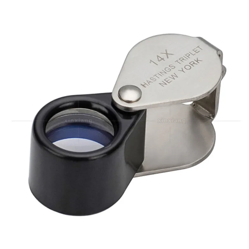 14 Times 12mm Metal Gift Toys Pocket Jadeite Filter Super Triplet Lens Magnifier Jewelry Gem Identifying Magnifying Glass Loupe