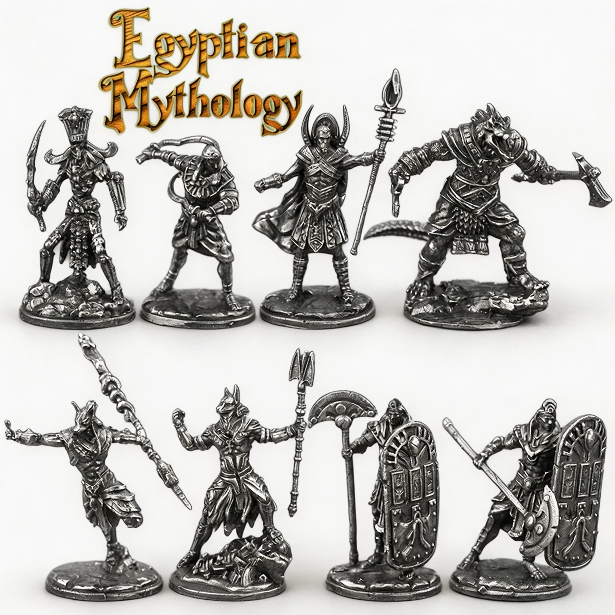 Paintable Egyptian Myth Soldier Miniature Model Vintage Metal Figurine Desktop Tabletop Ornament Collection Gift For Men