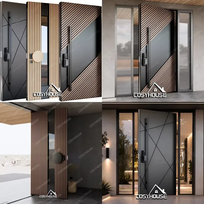 Modern House Front Door Custom Outdoor Entry Door with Smart