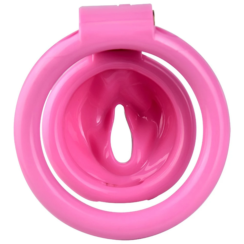 FRRK Pink Male Resin Chastity Cages Device Penis Lock Delay Ejaculation With 4 Curved Ring BDSM Sex Toys 성인용품 남성 For Man Gay