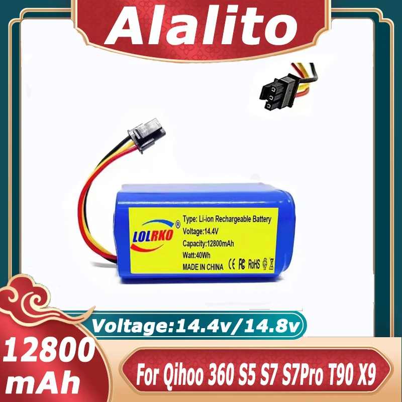 

14.4V 12800mAh Battery For Qihoo 360 S5 S7 S7Pro T90 X9 Robotic Vacuum Cleaner