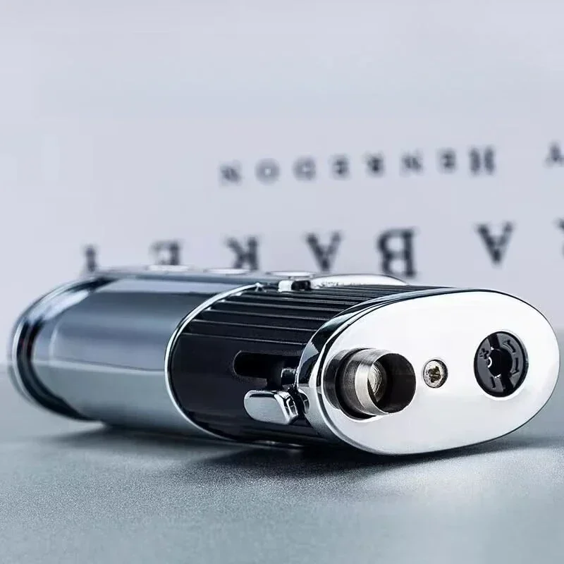 JOBON new metal Outdoor Windproof Butane Gas Lighter Blue Flame 3 Torch Straight Turbo Jet Cigar Lighter Cigar Cutter Men's Gift