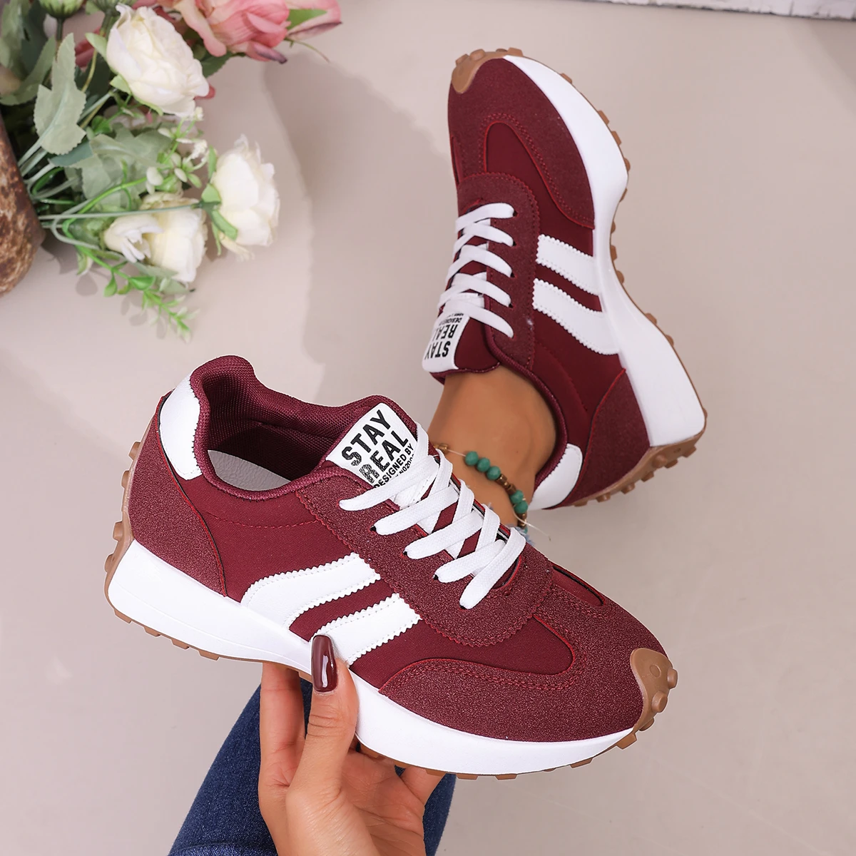 2025 New Women Sneakers Casual Breathable Sport Shoes Spring Summer Thick Bottom Sneakers Student Leisure Running Shoes Women image 2