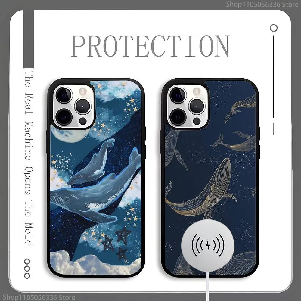 

ocean fish whales Phone Case For Magnetic Wireless Charge Cover For iphone 16 15 14 13 12 11 Pro Max Plus Coque