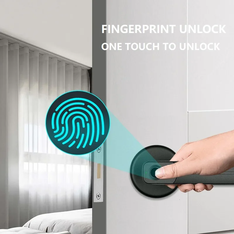 TTlcok Smart Fingerprint Door Lock Rechargeable Biometric Door Lock Keyless Entry Safe Smart Electronic Handle Lock with 2 Key