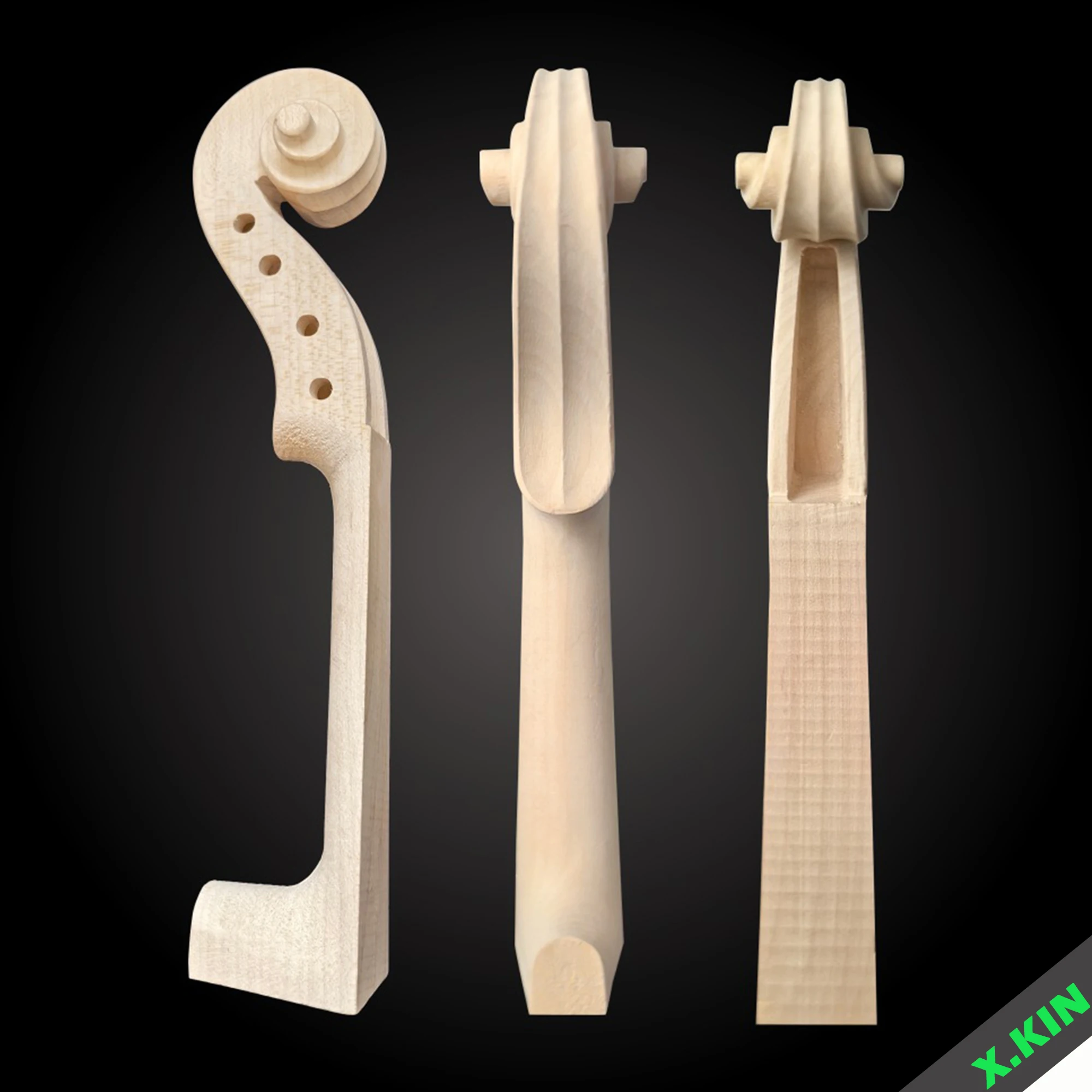 

1Pcs Unfinished 4/4 3/4 1/2 1/4 1/8Violin Neck Head Scroll Maple Full Size Unvarnished DIY Violin Parts Accessories