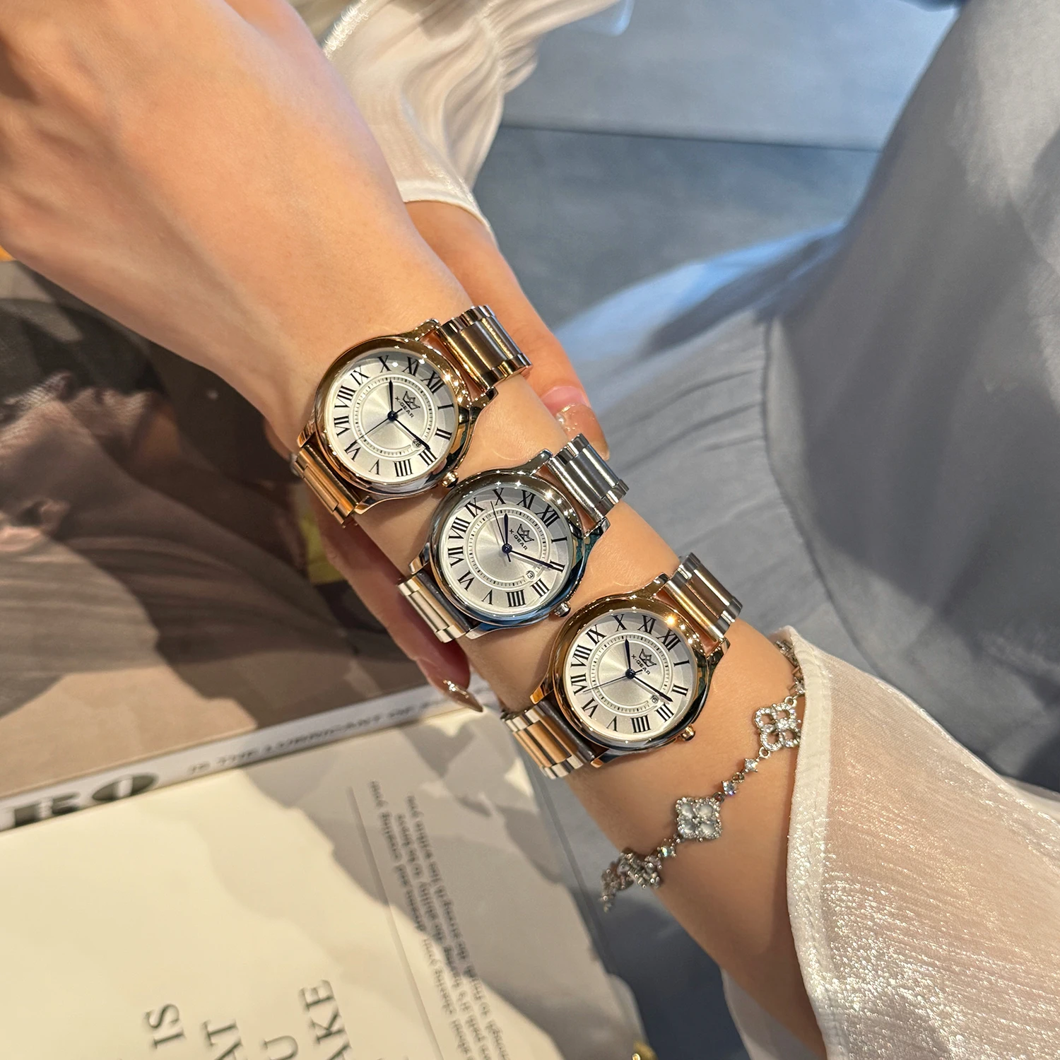 Luxury Elegant Women's Wristwatch – Stainless Steel Band, Waterproof Quartz, Perfect Party Gift
