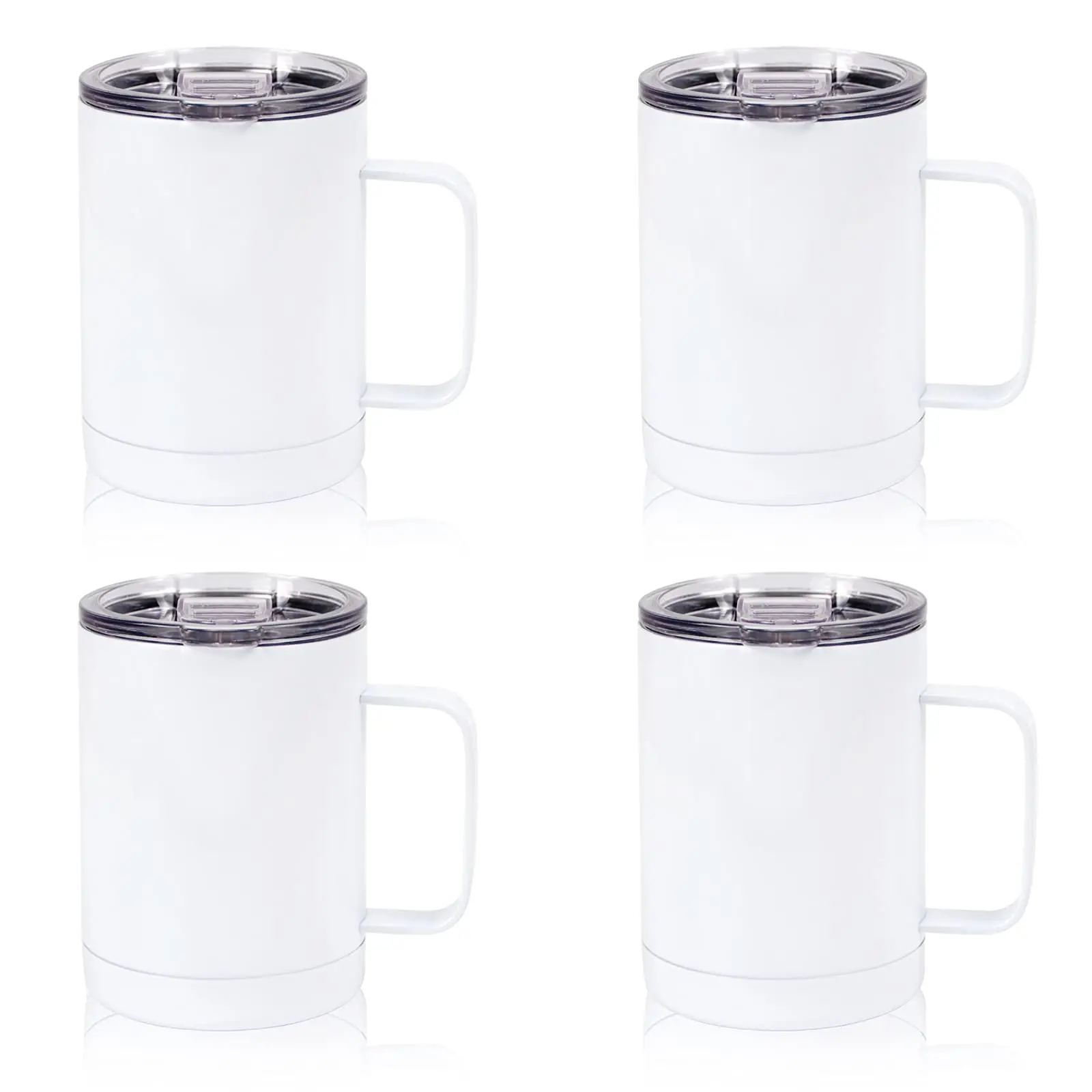 4 Pcs Sublimation Blank Thermos Bottle 12/16/20/24 OZ Coffee Mug With Handle Straw Double Wall Stainless Steel Straight Cup
