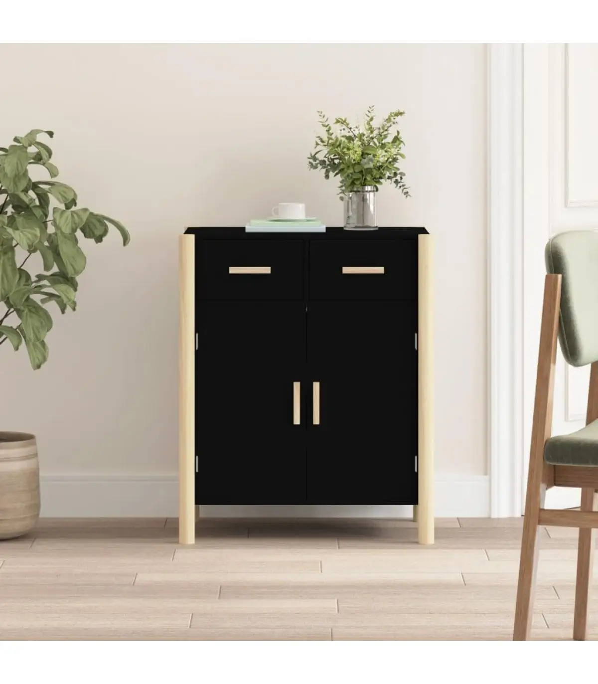 Black plywood sideboard 62x38x75 cm