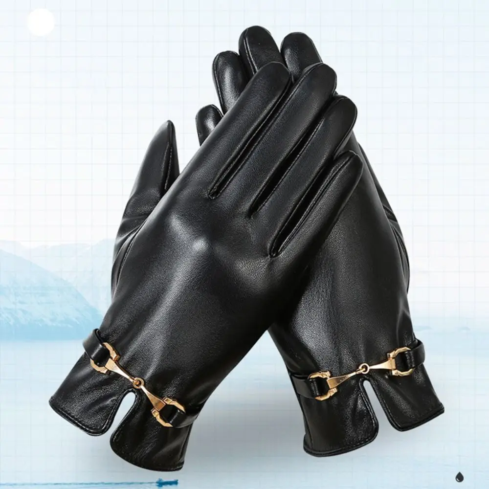 Full Finger Pu Leder handschuhe Mode wasserdichte wind dichte Fahr handschuhe verdicken Winter warme Touchscreen-Handschuhe