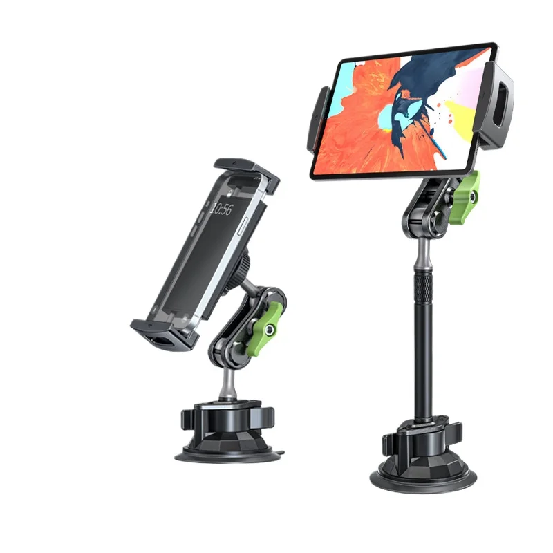 

For 4-12.9" Tablets Phones Aluminum Alloy Car Tablet Holder with Strong Suction Cup Mount 360° Rotatable Adjustable Stand