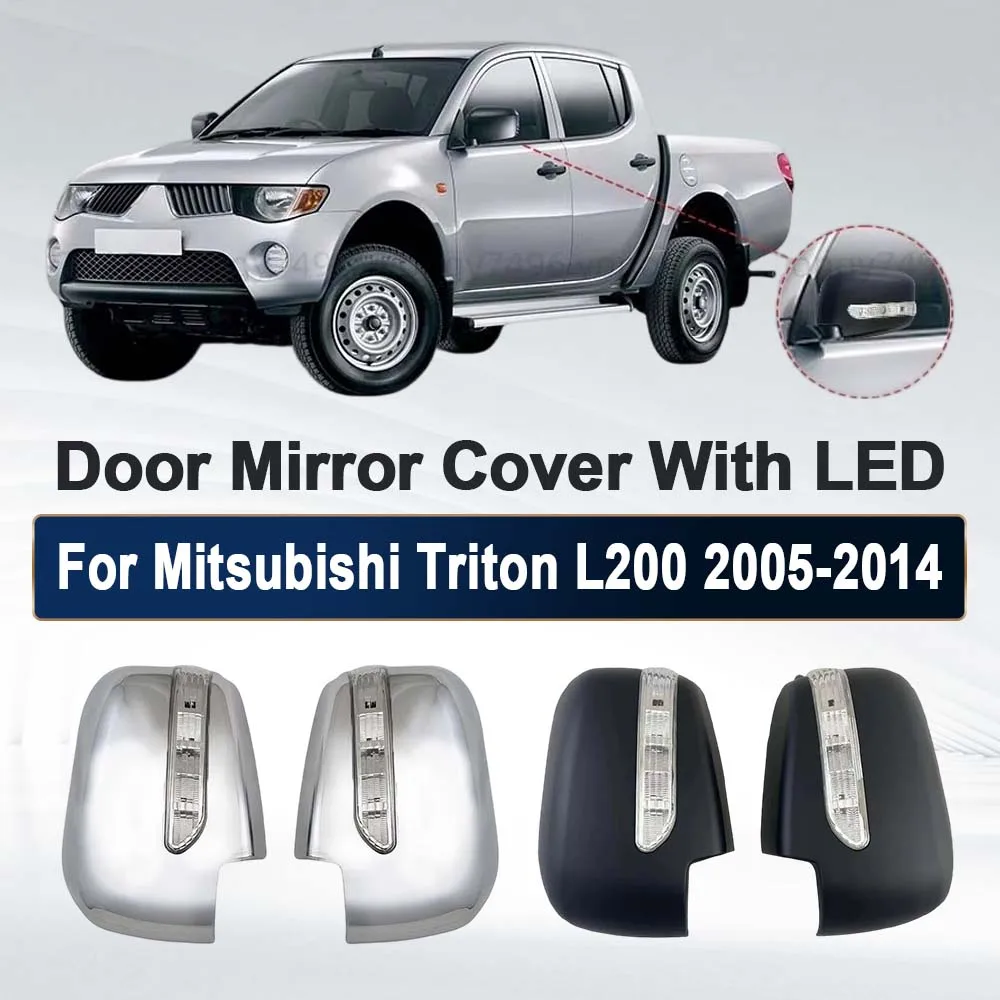 Car Upgrade For Mitsubishi Triton L200 2005-2014 Matte Black Side Door Mirror Cover Trim Chrome Silver Car Accessories