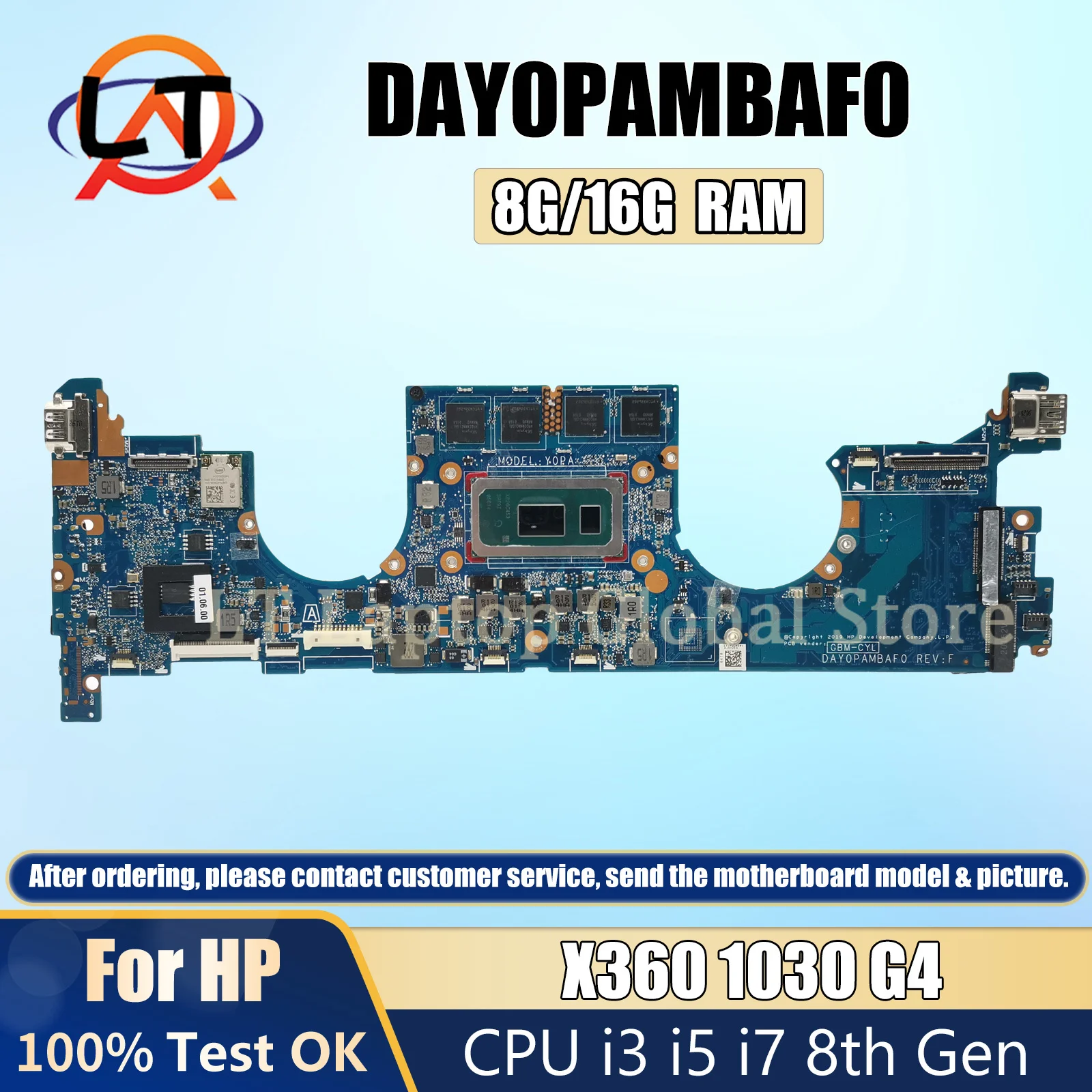 

DAY0PAMBAF0 Mainboard For HP X360 1030 G4 L78696-601 L70769-601 Laptop Motherboard With CPU I3 I5 I7 8th 8G 16G RAM