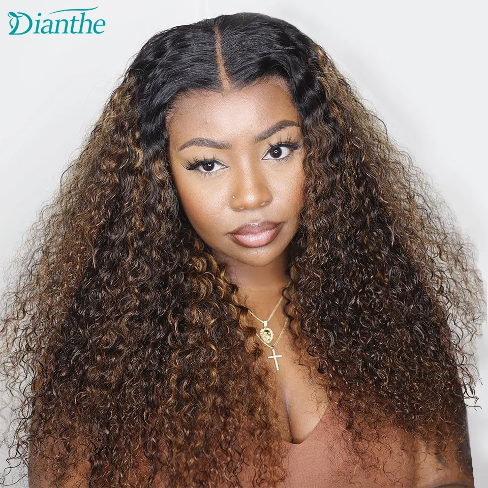 30 Inch Human Hair Wigs Highlight 13x4 Water Wave Lace Front Wigs Pre Plucked Transparent Lace Frontal Wig Human Hair Dianthe