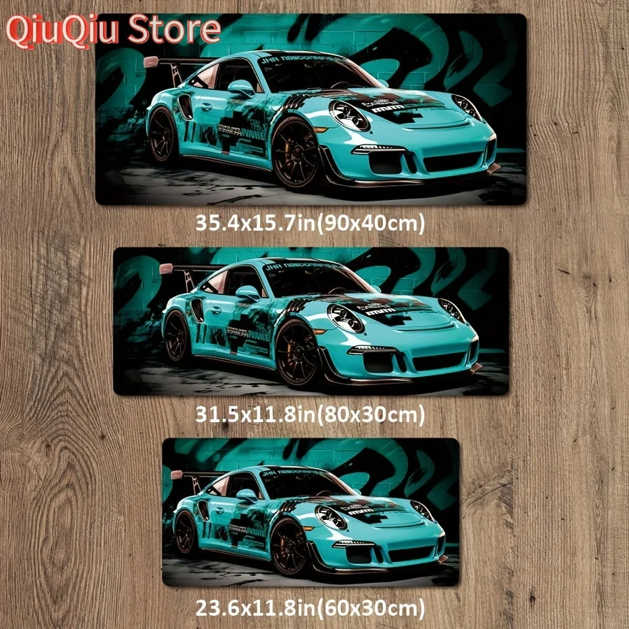 Elegante luz azul supercar mouse pad antiderrapante bordas costuradas durável e confortável tapete de mesa de escritório de jogos acessórios de mesa