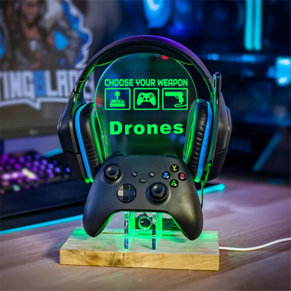 

Custom LED RGB Night Light Personalized Gamer Tag/Username Lamp Headphone Gamepad Stand for Gamer Computer Room Decor 17 Styles